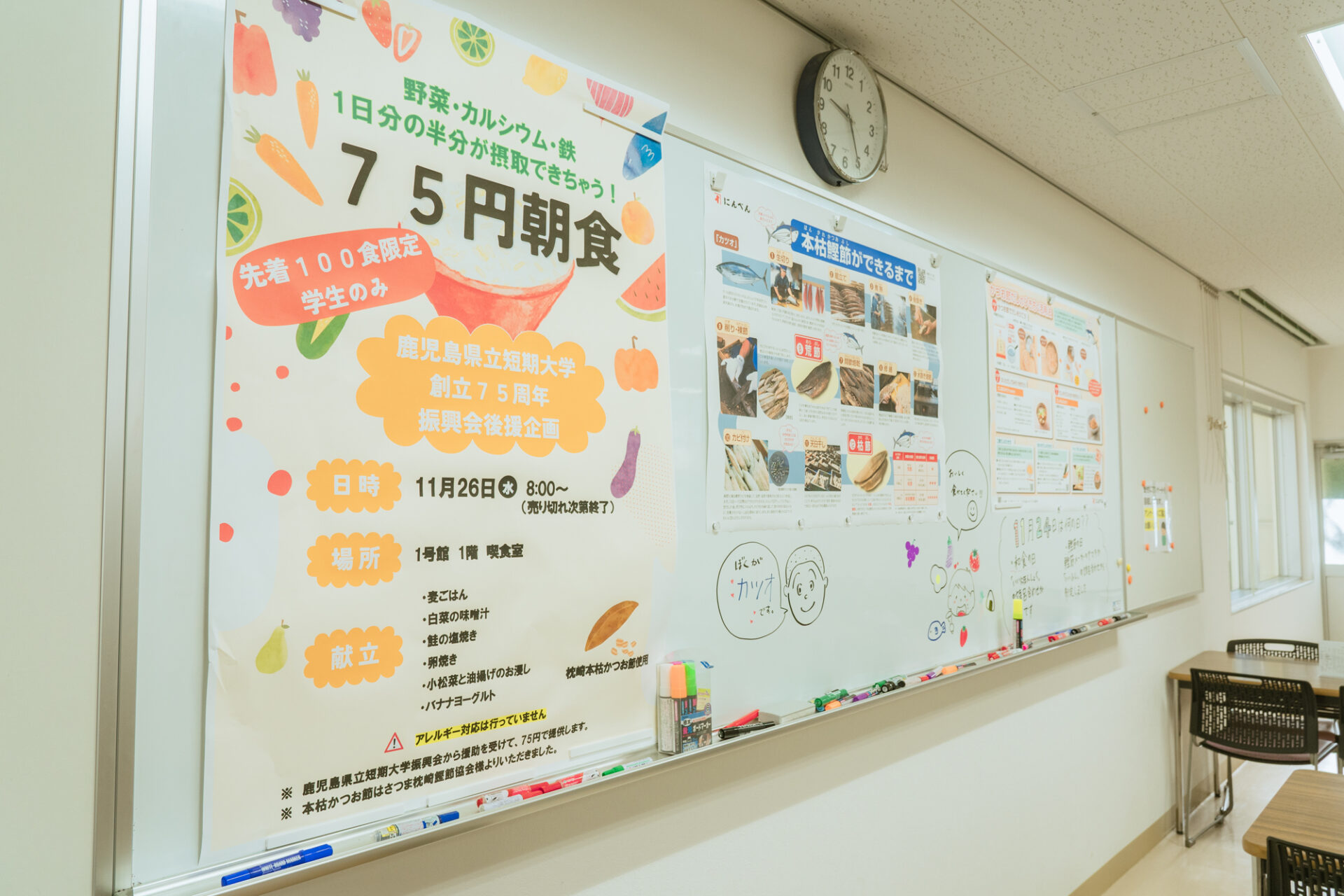 トピックス 創立75周年「75円朝食」を食物栄養専攻の学生が提供しました